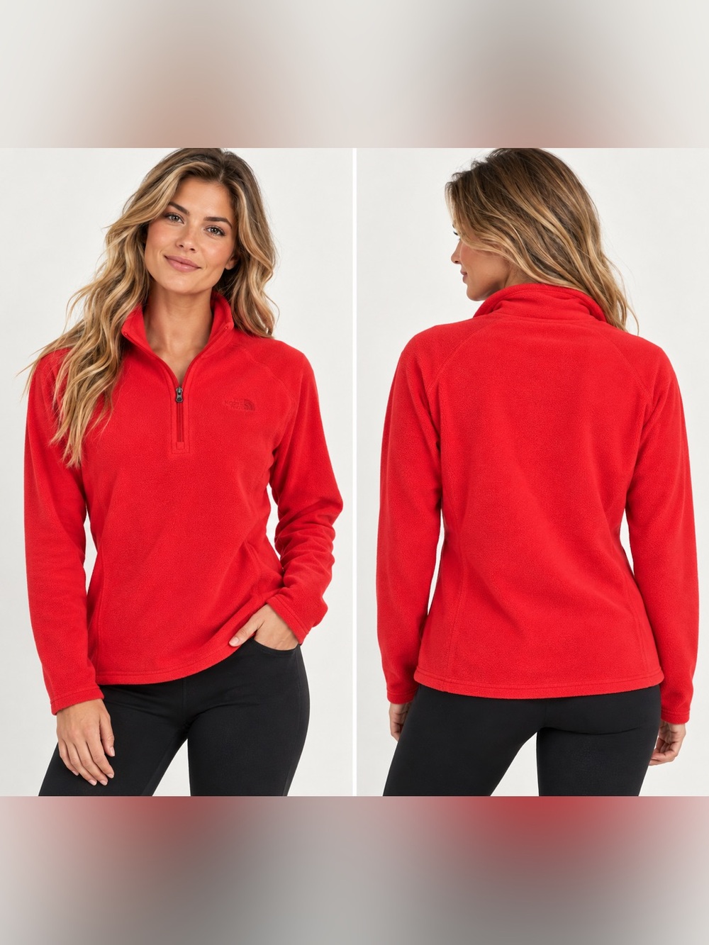 The North Face Glacier 1/4 Zip Fleece Red Coral XL Polartec